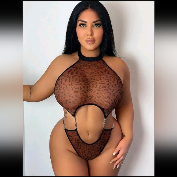 Brown leopard multicolor halter lingerie - Picture 4 of 5